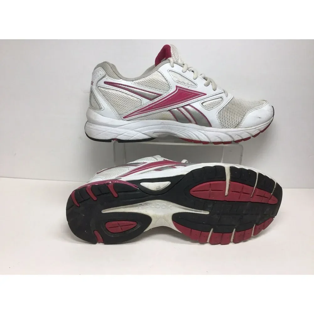 Reebok Double Hall Running Shoes Womens Size‎ 8.5 Walking White Pink Sneakers